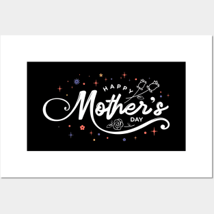 Happy mothers day in cursive, lettering, Mothers day gifts for daughters, wife, Mothers day gifts Posters and Art